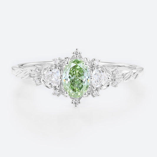 2.07 Carat Oval Cut Fancy Green Lab Grown Diamond Engagement Ring