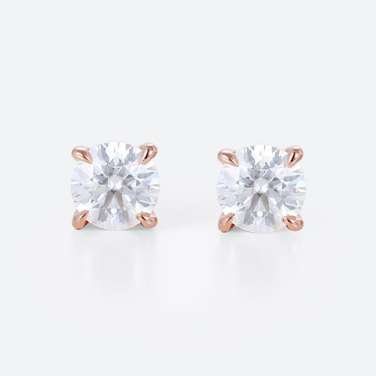 0.5-0.5 Carats Round Cut Lab Grown Diamond Classic Stud Earrings