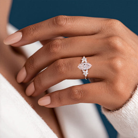 2.07 Carat Marquise Cut Fancy Pink Lab Grown Diamond Engagement Rings