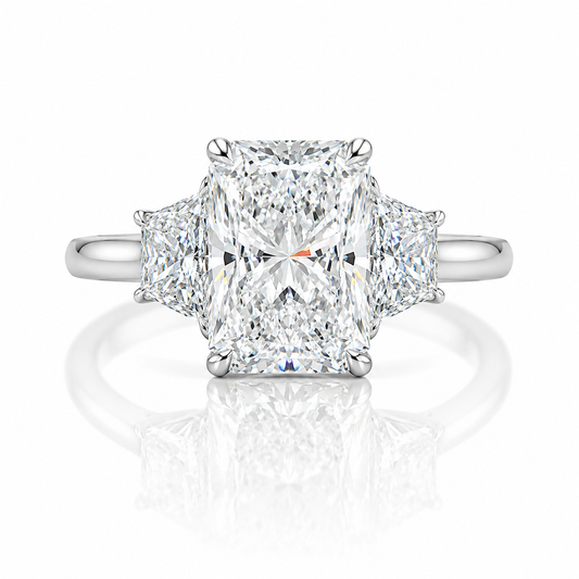 2ct Prong Radiant Three Stone Engagement Ring