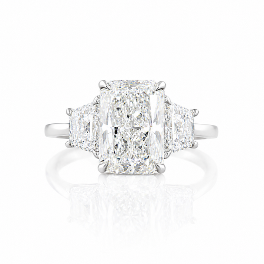 3ct Prong Radiant Three Stone Engagement Ring