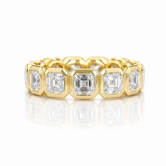 4ctw Asscher Bezel Diamond Eternity Band