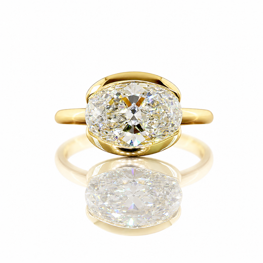 2-1/2ct Half Bezel Oval Solitaire Engagement Ring