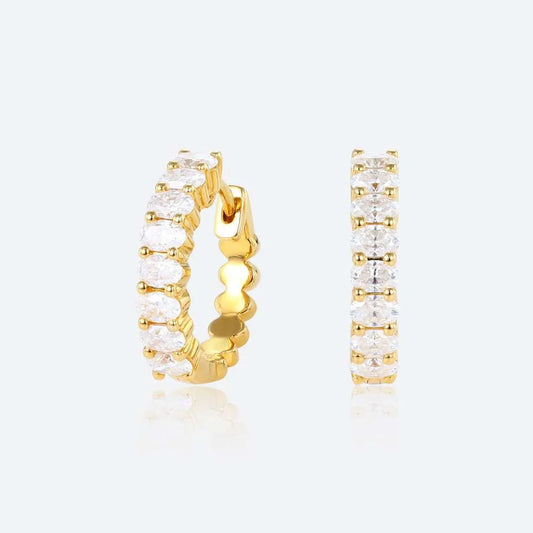 Oval Cut Lab Grown Diamond Chic Design Hoop Earrings Dainty Earrings
