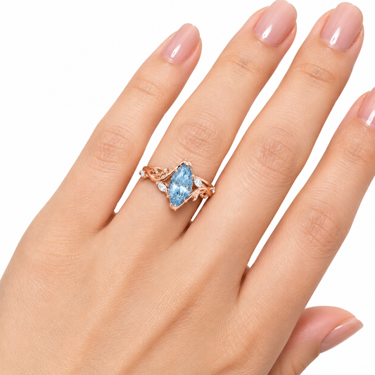2 Carat Marquise Cut Fancy Blue Lab Grown Diamond Engagement Ring