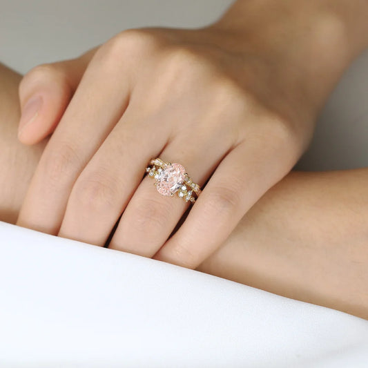 3 Carats Oval Cut Fancy Pink  Lab Grown Diamond Engagement Ring