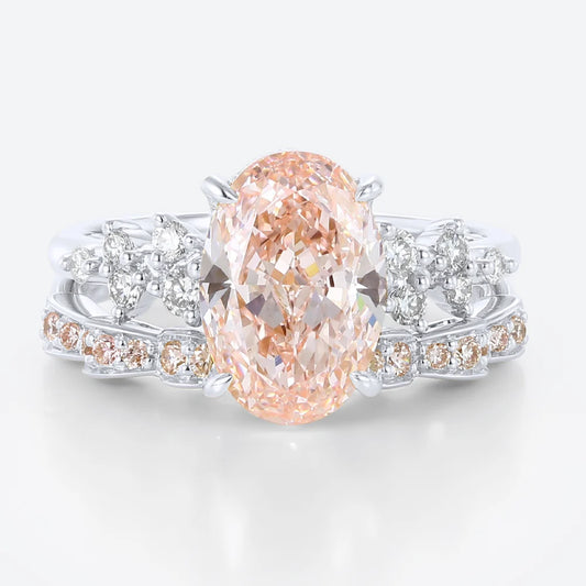 3 Carats Oval Cut Fancy Pink  Lab Grown Diamond Engagement Ring