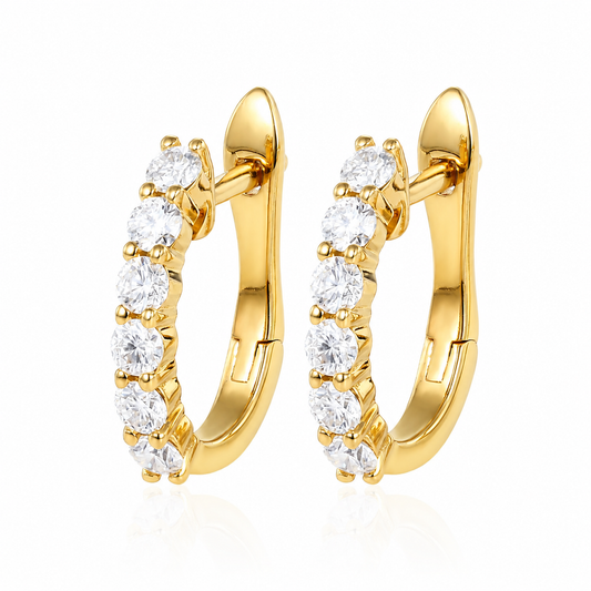 Round Cut Lab Diamond Minimalist Hoop Earrings Classic Chic Huggies Earrings