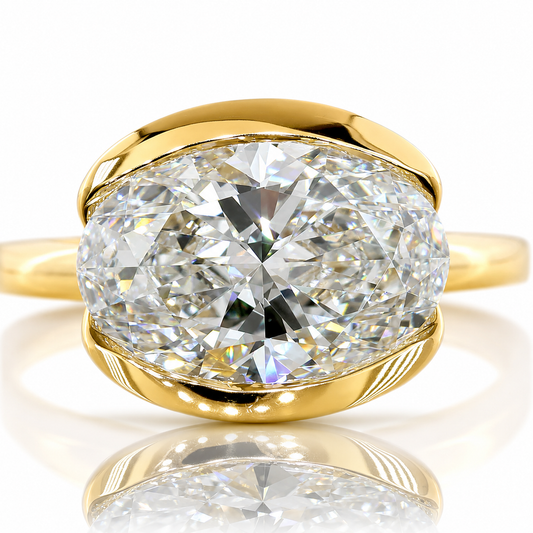 2-1/2ct Half Bezel Oval Solitaire Engagement Ring