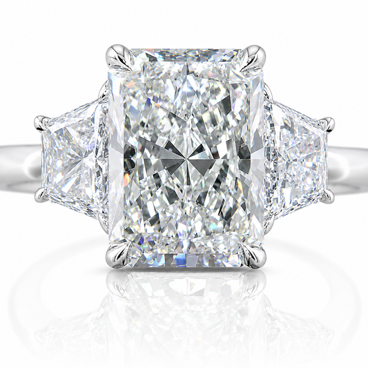 2ct Prong Radiant Three Stone Engagement Ring