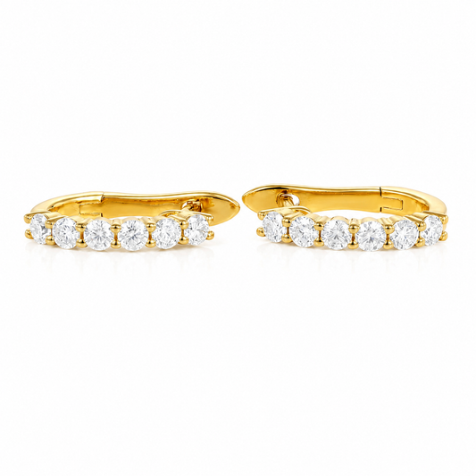 Round Cut Lab Diamond Minimalist Hoop Earrings Classic Chic Huggies Earrings