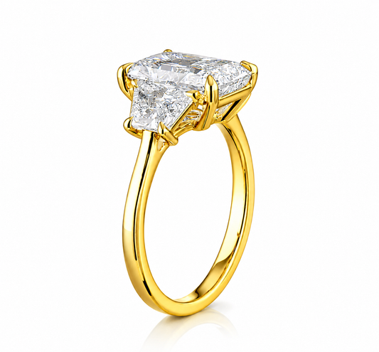 3.06 Carat Prong Radiant Three Stone Engagement Ring