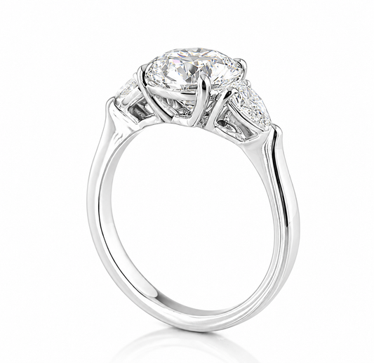 5.04 Carat Prong Round Three Stone Engagement Ring